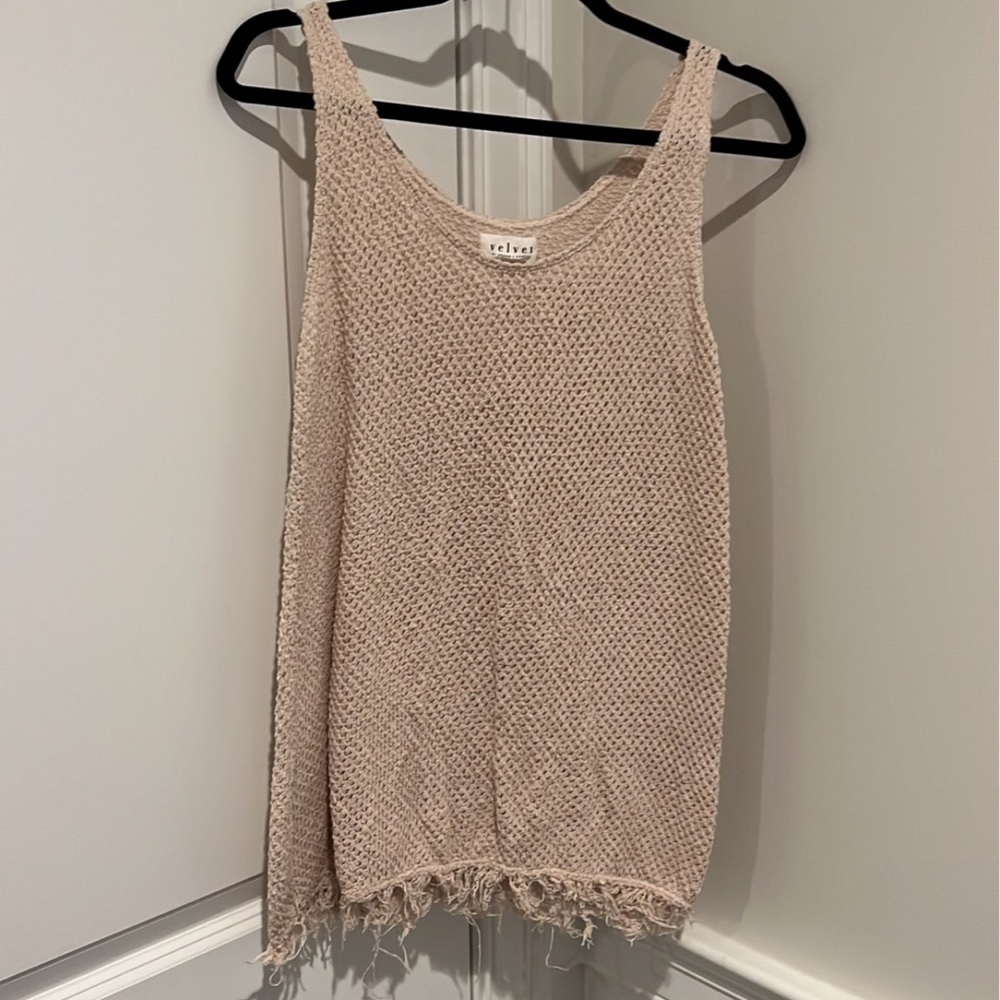 Velvet by Graham & Spencer Textured Cream Tank Top